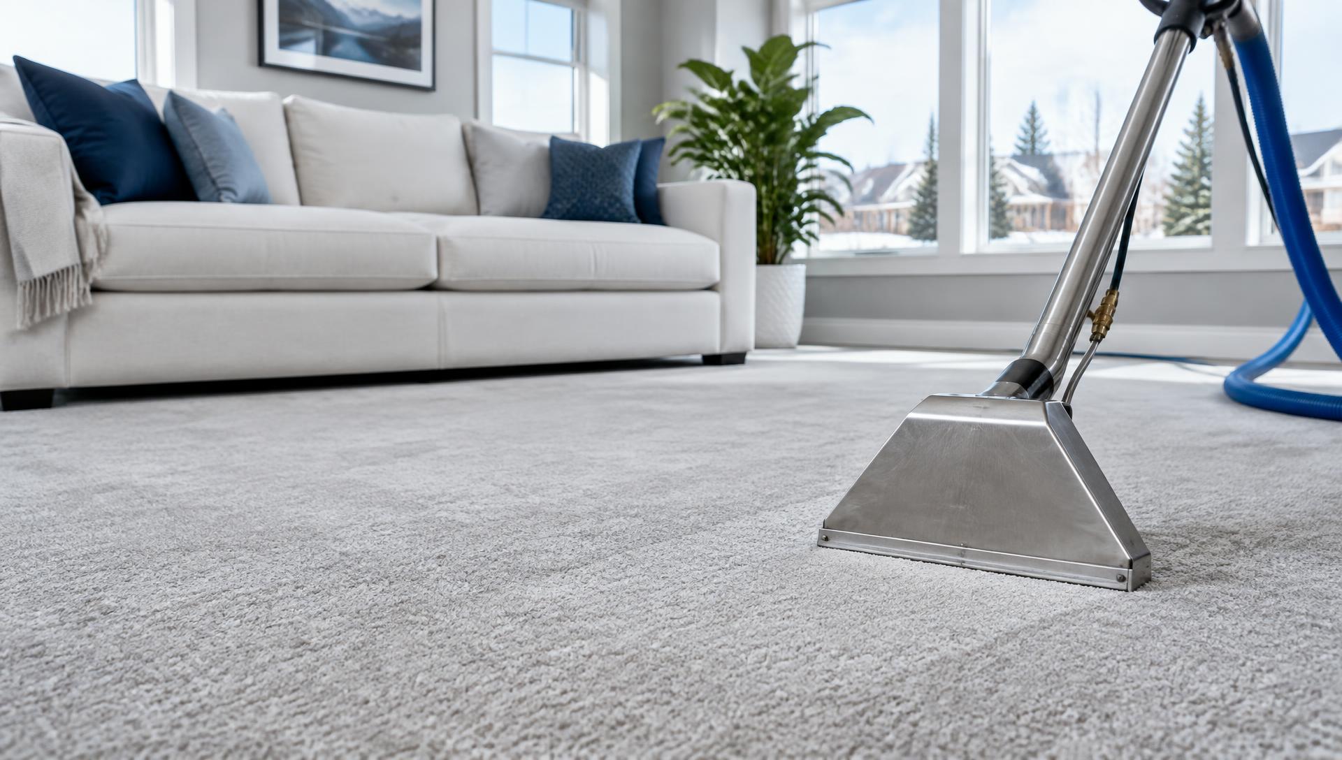 Professional carpet cleaning equipment in a bright Halifax living room